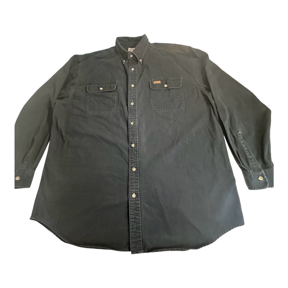 Carhartt 2XL Tall Heavyweight Utility Work Shirt Navy Blue